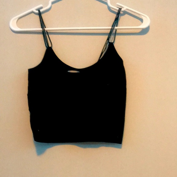 Crop top tank in the colour black - Picture 2 of 2